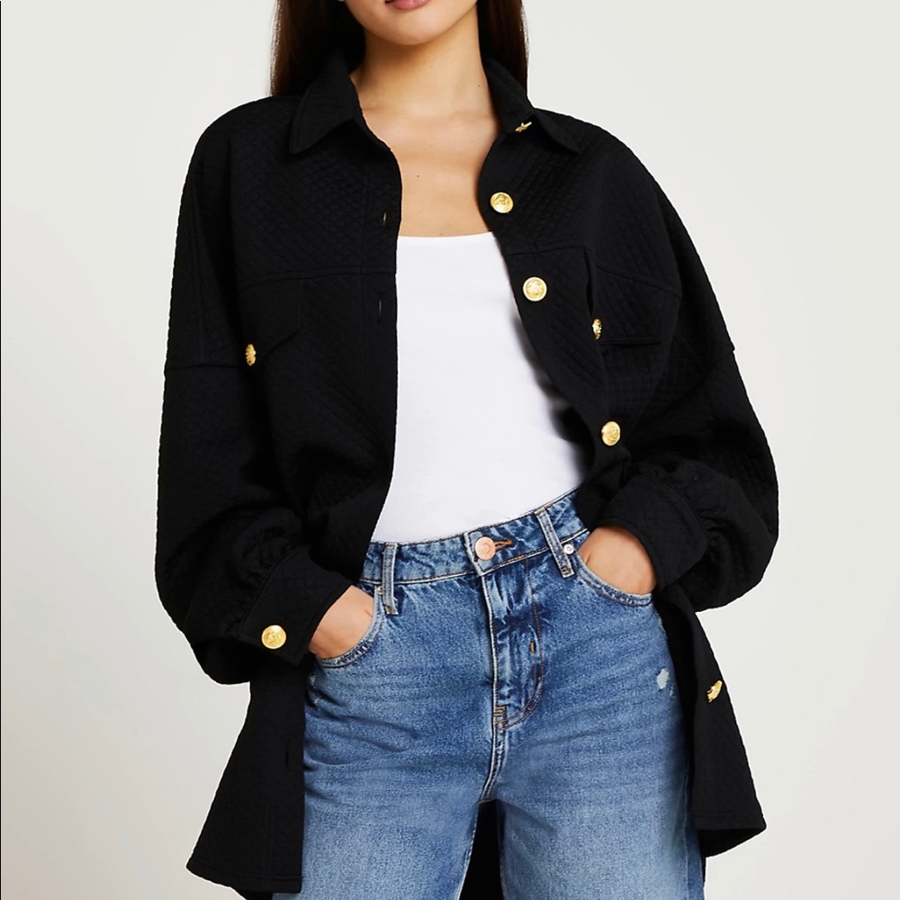 River Island black longline shacket